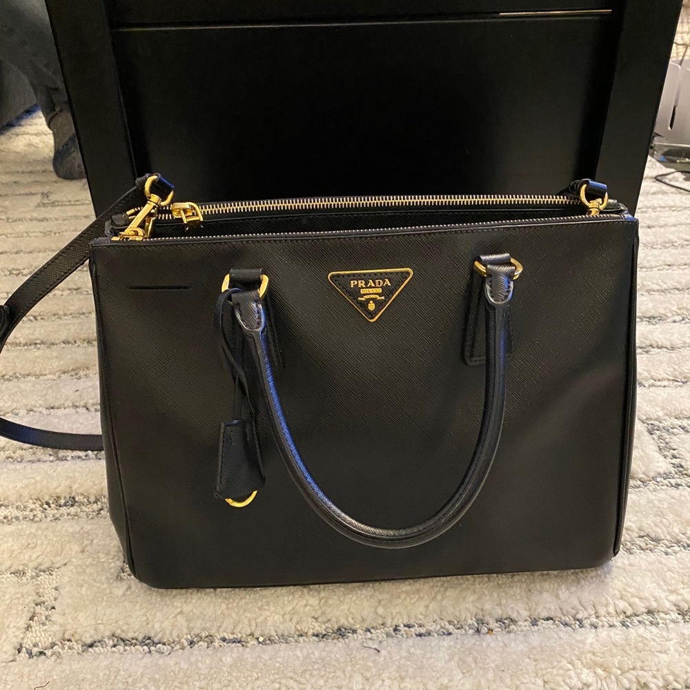 AUTHENTIC PRADA SAFFIANO DOUBLE ZIPPER BLACK BAG